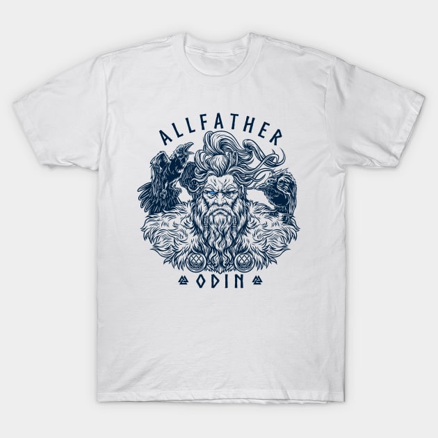 Odin Norse Viking Allfather God Raven Huginn Muninn T-Shirt by Blue Pagan